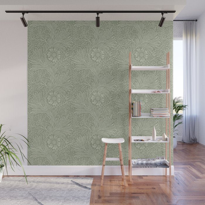 William Morris Marigold Sage Green Wall Mural Gallery Image 1