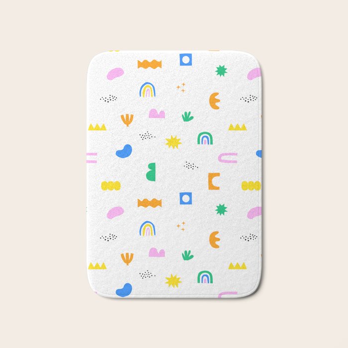 Fun colorful abstract summer shape pattern Bath Mat Gallery Image 1