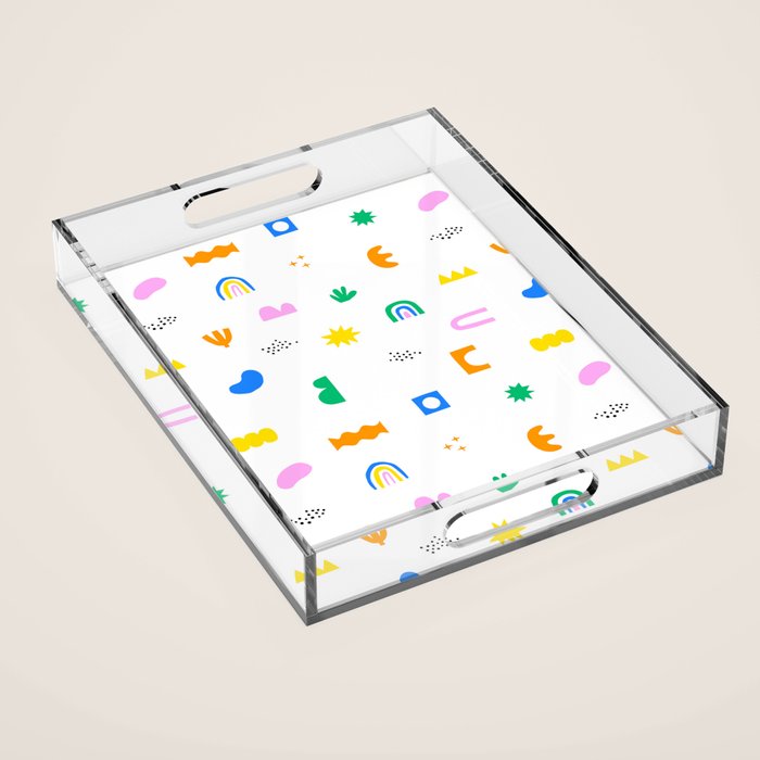 Fun colorful abstract summer shape pattern Acrylic Tray Gallery Image 1