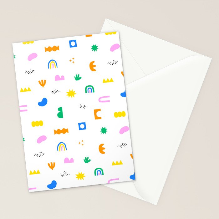Fun colorful abstract summer shape pattern Stationery Card Gallery Image 2