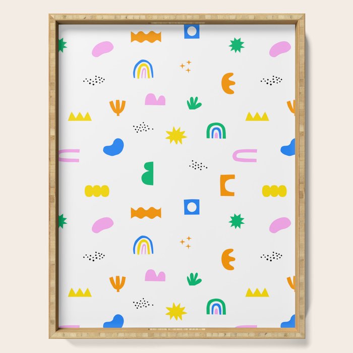 Fun colorful abstract summer shape pattern Serving Tray Gallery Image 1