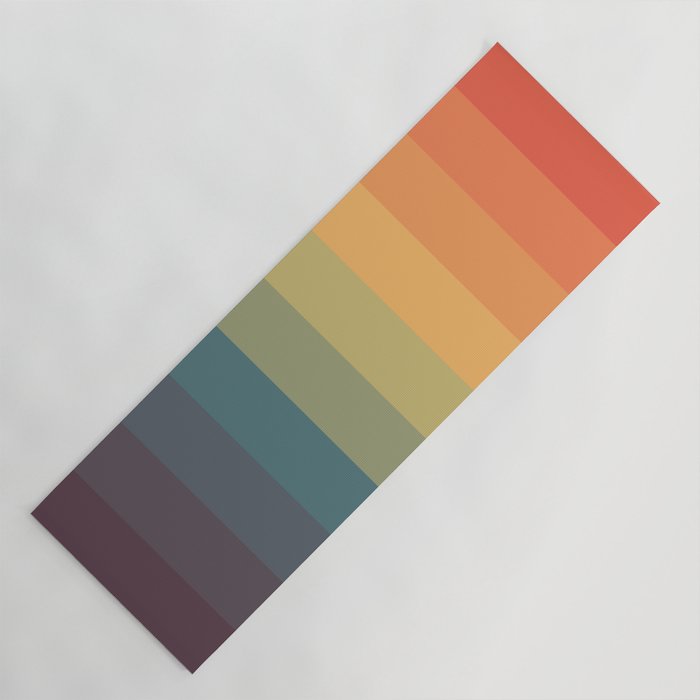 Colorful Retro Striped Rainbow Yoga Mat Gallery Image 1
