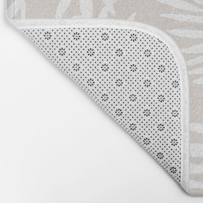 Tropical Palm Leaves - Palm Leaf Pattern - Sandy Beige Bath Mat Gallery Image 2