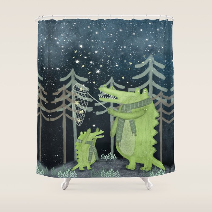 crocodoodle stars Shower Curtain Gallery Image 1