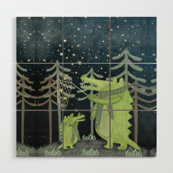 crocodoodle stars Wood Wall Art Gallery Image 1