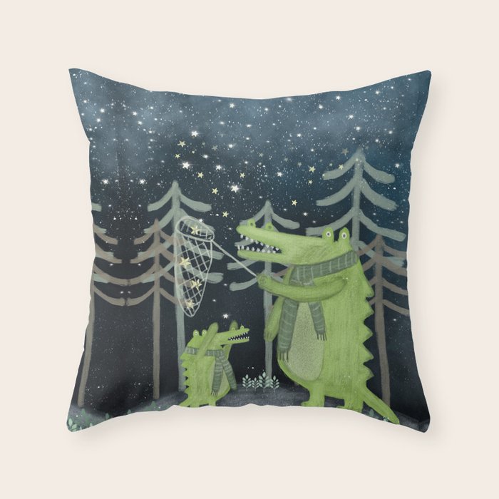 crocodoodle stars Throw Pillow Gallery Image 6