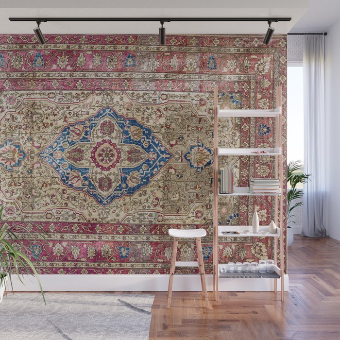 Antique Silk Kashan Persian Rug Print Wall Mural Gallery Image 1