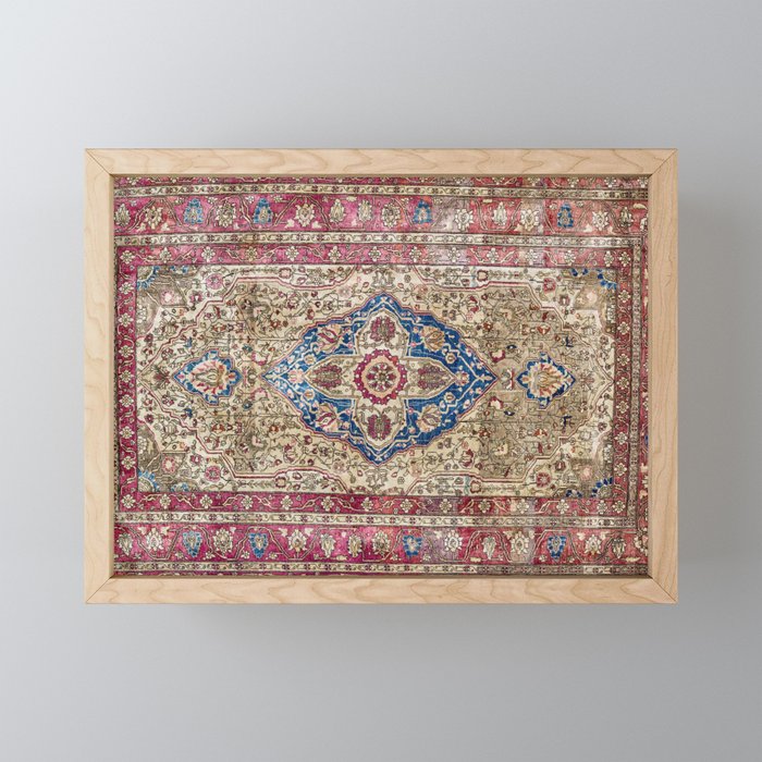 Antique Silk Kashan Persian Rug Print Mini Art Print Gallery Image 1