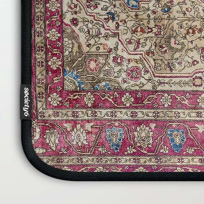 Antique Silk Kashan Persian Rug Print Laptop Sleeve Gallery Image 3