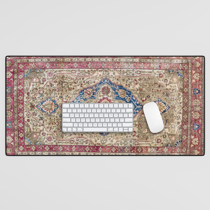 Antique Silk Kashan Persian Rug Print Desk Mat Gallery Image 1