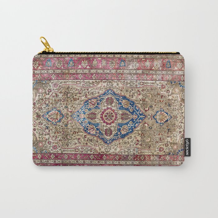 Antique Silk Kashan Persian Rug Print Carry All Pouch Gallery Image 1