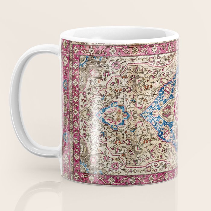Antique Silk Kashan Persian Rug Print Coffee Mug Gallery Image 3