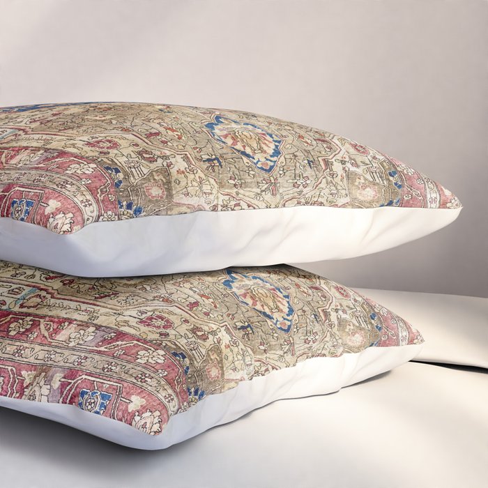 Antique Silk Kashan Persian Rug Print Pillow Sham Gallery Image 3