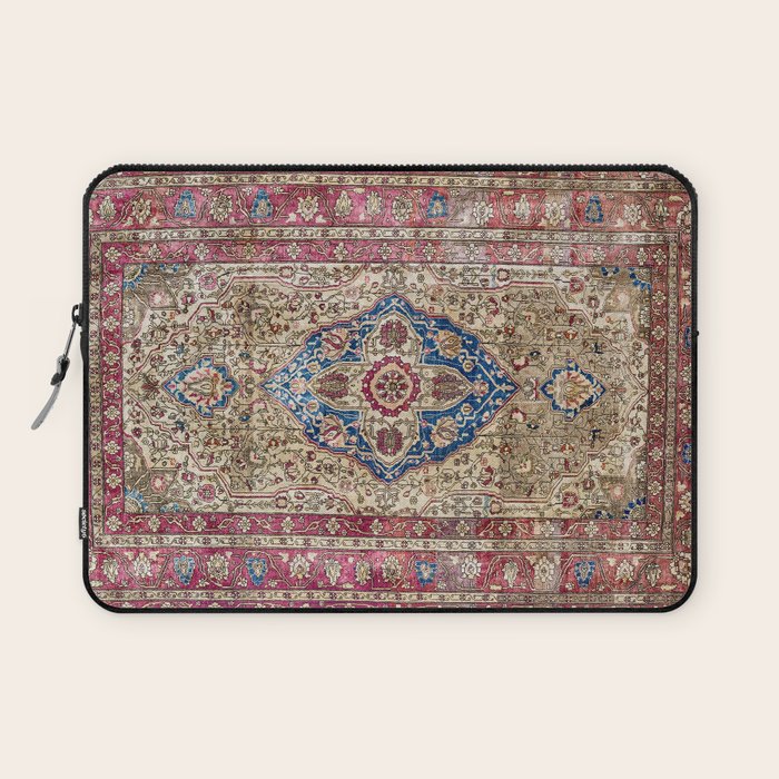 Antique Silk Kashan Persian Rug Print Laptop Sleeve Gallery Image 1
