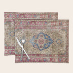 Antique Silk Kashan Persian Rug Print Placemat Gallery Image 1
