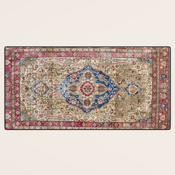 Antique Silk Kashan Persian Rug Print Desk Mat Gallery Image 3