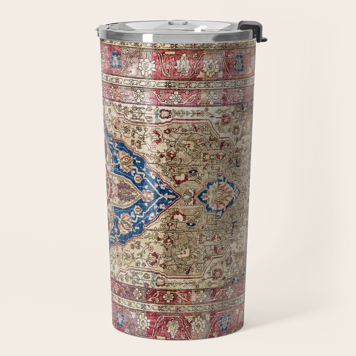 Antique Silk Kashan Persian Rug Print Travel Mug Gallery Image 2