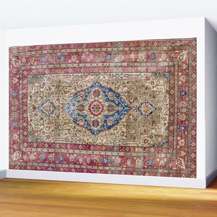 Antique Silk Kashan Persian Rug Print Wall Mural Gallery Image 2