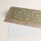 Antique French Art Nouveau Savonnerie Sage Green Blush Carpet Wrapping Paper Gallery Image 2