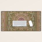 Antique French Art Nouveau Savonnerie Sage Green Blush Carpet Desk Mat Gallery Image 1