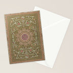 Antique French Art Nouveau Savonnerie Sage Green Blush Carpet Stationery Card Gallery Image 2