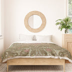 Antique French Art Nouveau Savonnerie Sage Green Blush Carpet Duvet Cover Gallery Image 3