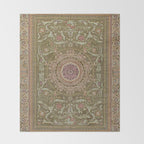 Antique French Art Nouveau Savonnerie Sage Green Blush Carpet Throw Blanket Gallery Image 2