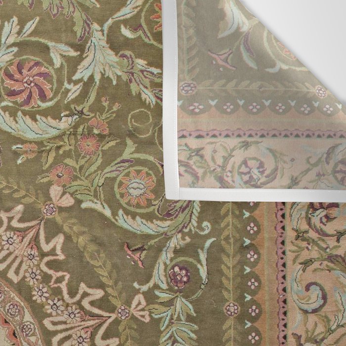 Antique French Art Nouveau Savonnerie Sage Green Blush Carpet Wall Tapestry Gallery Image 3