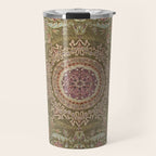 Antique French Art Nouveau Savonnerie Sage Green Blush Carpet Travel Mug Gallery Image 1