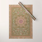 Antique French Art Nouveau Savonnerie Sage Green Blush Carpet Wrapping Paper Gallery Image 1