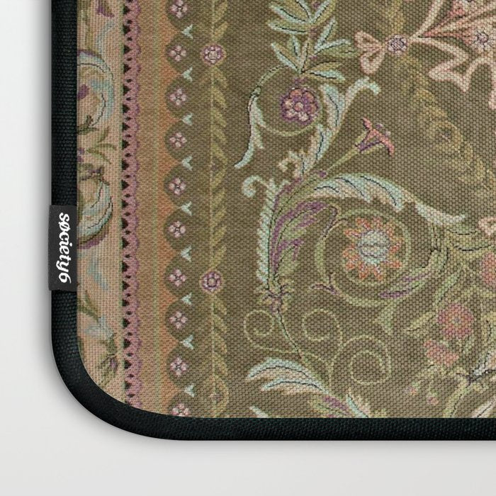 Antique French Art Nouveau Savonnerie Sage Green Blush Carpet Laptop Sleeve Gallery Image 3