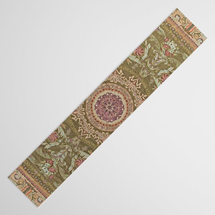 Antique French Art Nouveau Savonnerie Sage Green Blush Carpet Table Runner Gallery Image 3
