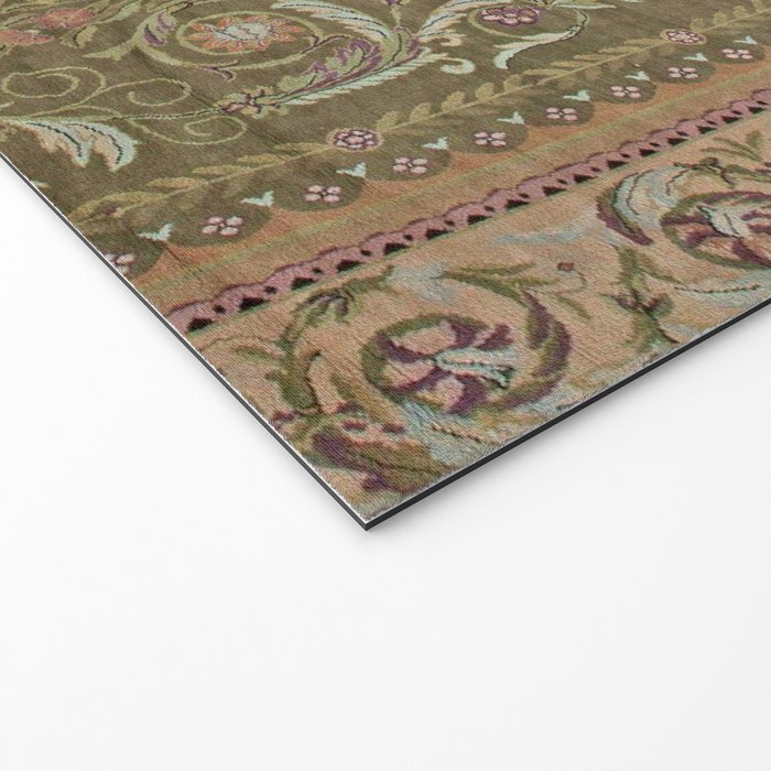 Antique French Art Nouveau Savonnerie Sage Green Blush Carpet Welcome Mat Gallery Image 2