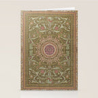 Antique French Art Nouveau Savonnerie Sage Green Blush Carpet Stationery Card Gallery Image 2