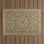 Antique French Art Nouveau Savonnerie Sage Green Blush Carpet Outdoor Rug Gallery Image 1