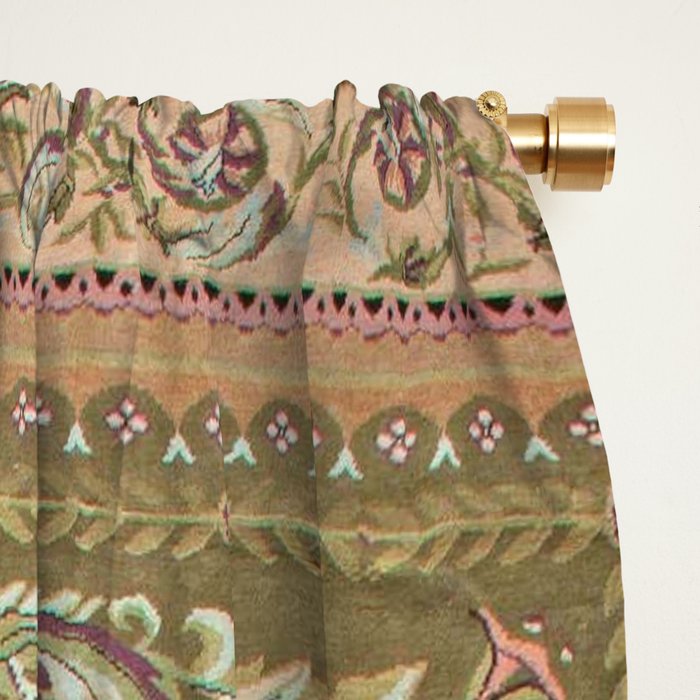 Antique French Art Nouveau Savonnerie Sage Green Blush Carpet Window Curtain Gallery Image 2