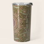 Antique French Art Nouveau Savonnerie Sage Green Blush Carpet Travel Mug Gallery Image 2
