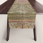 Antique French Art Nouveau Savonnerie Sage Green Blush Carpet Table Runner Gallery Image 1