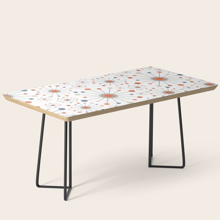 Retro Starburst Mid Century Modern Atomic Stars in Blue Orange Gray Beige Coffee Table Gallery Image 1