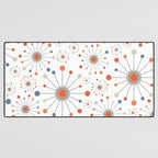 Retro Starburst Mid Century Modern Atomic Stars in Blue Orange Gray Beige Desk Mat Gallery Image 3