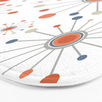 Retro Starburst Mid Century Modern Atomic Stars in Blue Orange Gray Beige Bath Mat Gallery Image 3