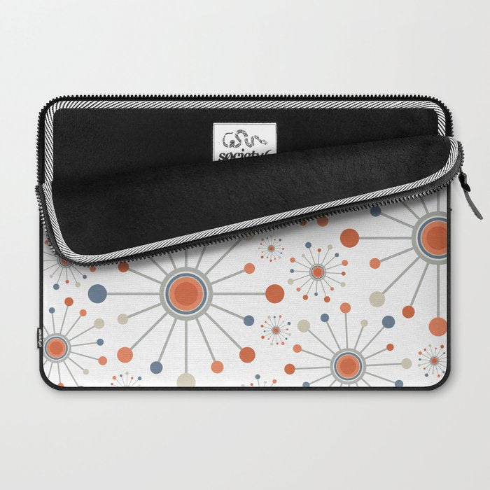 Retro Starburst Mid Century Modern Atomic Stars in Blue Orange Gray Beige Laptop Sleeve Gallery Image 2