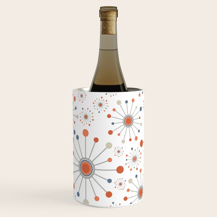 Retro Starburst Mid Century Modern Atomic Stars in Blue Orange Gray Beige Wine Chiller Gallery Image 1