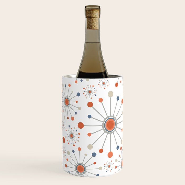 Retro Starburst Mid Century Modern Atomic Stars in Blue Orange Gray Beige Wine Chiller Gallery Image 3