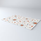 Retro Starburst Mid Century Modern Atomic Stars in Blue Orange Gray Beige Rug Gallery Image 3