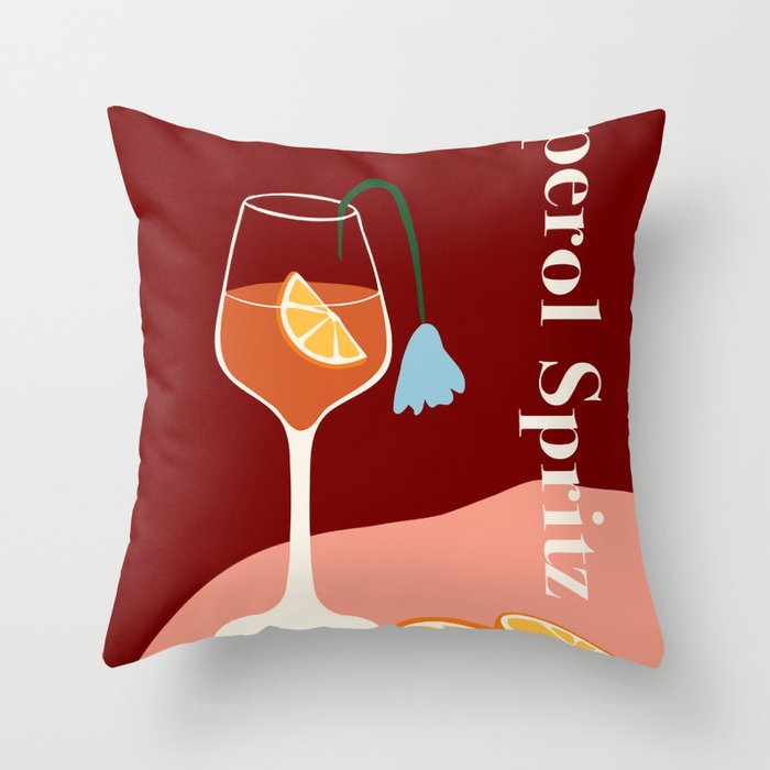 Aperol Spritz Cocktail Throw Pillow Gallery Image 6
