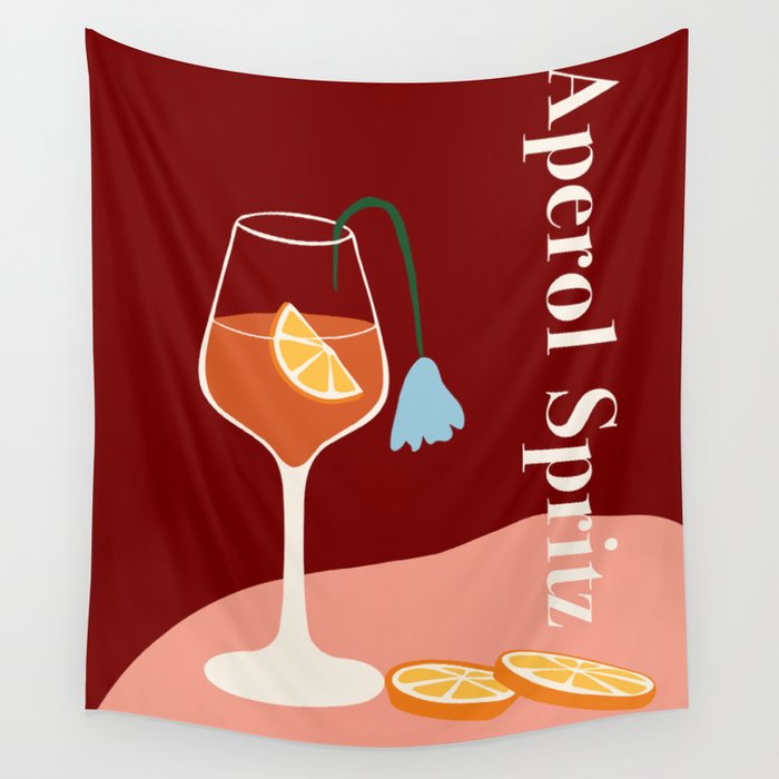 Aperol Spritz Cocktail Wall Tapestry Gallery Image 1