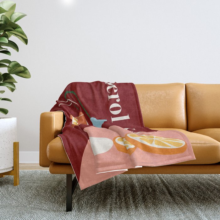 Aperol Spritz Cocktail Throw Blanket Gallery Image 1