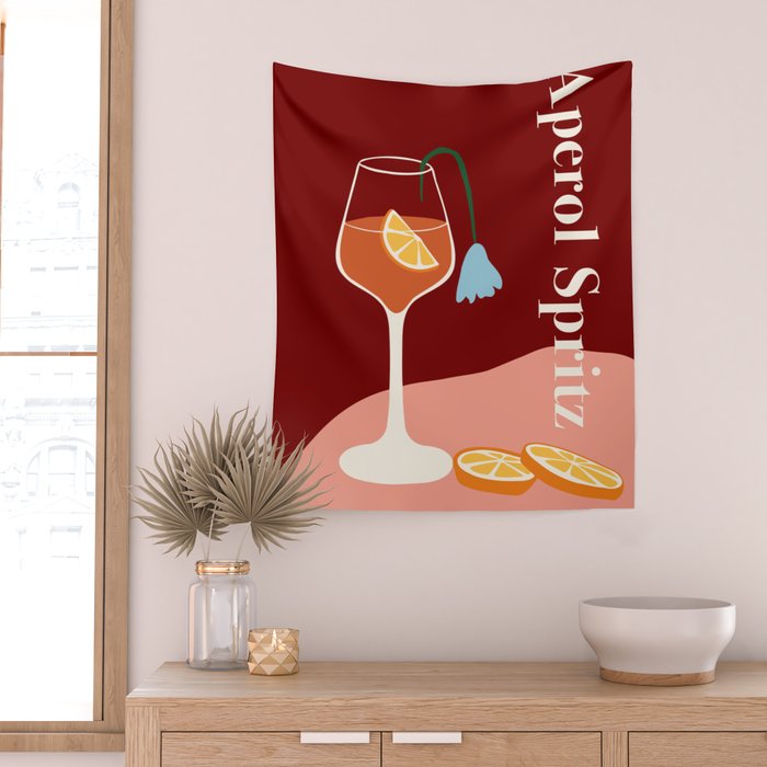 Aperol Spritz Cocktail Wall Tapestry Gallery Image 2