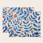 Watercolor berries and branches - blue and orange Placemat Gallery Image 1